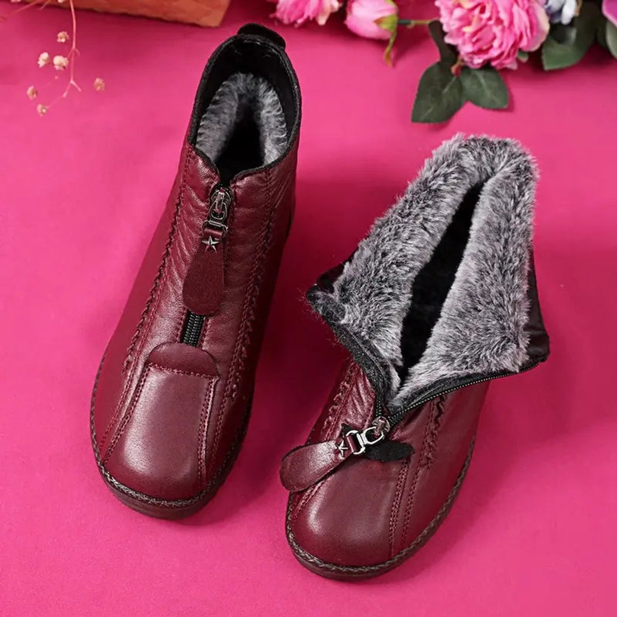 Winterlaarzen Dames | Gevoerd | Rits | Antislipzool-Boutique Moda