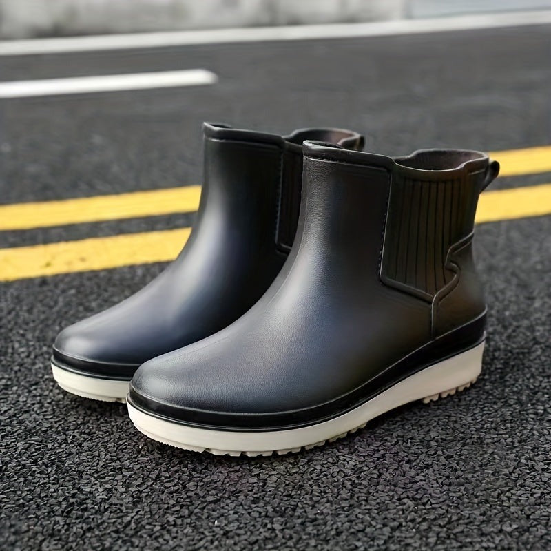 Korte Chelsea-regenlaarzen in zwart, productfoto