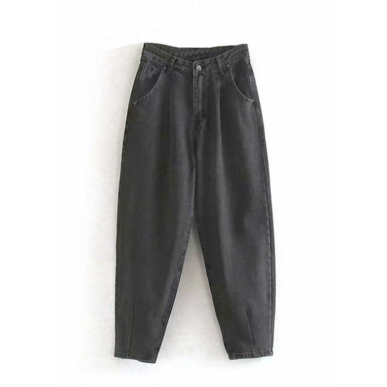 Antraciet barrel jeans, voorkant