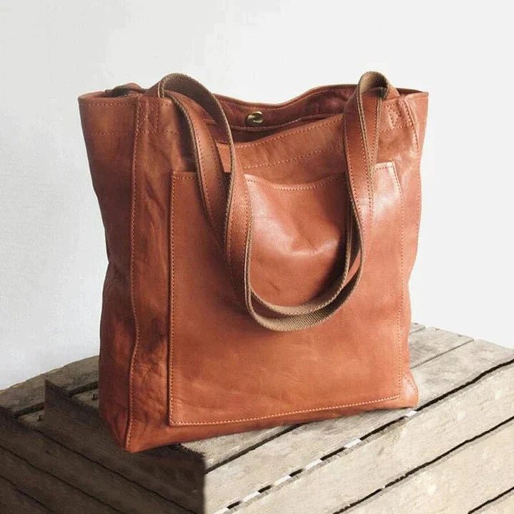 Leren Shopper Dames | Ruim | Voorvak | Dubbele Hengsels-Boutique Moda