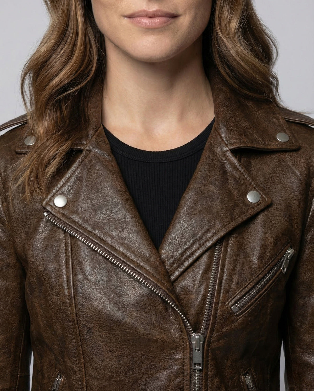 Leren Jas Dames | Rundleer | Biker | Taillegordel-Boutique Moda