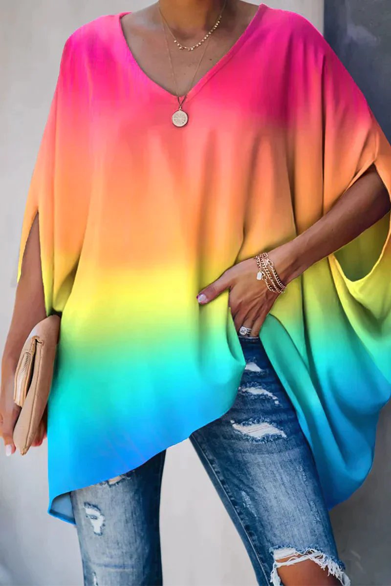 Tuniek Dames | Oversized | V-hals | Vleermuismouw-Boutique Moda