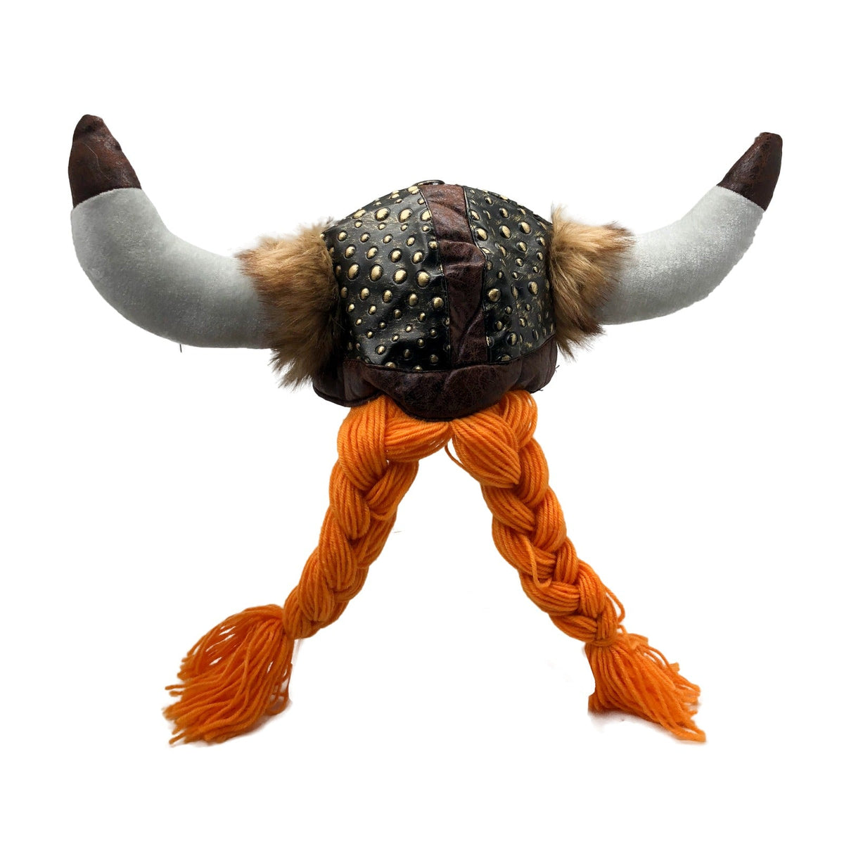 Viking verkleedhoed met zachte hoorns en vlechten, vooraanzicht