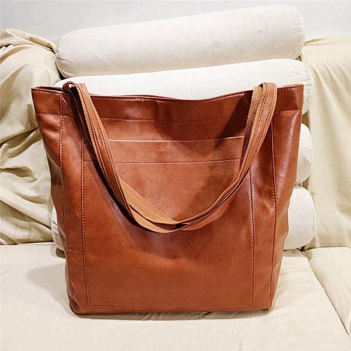 Leren Shopper Dames | Ruim | Voorvak | Dubbele Hengsels-Boutique Moda