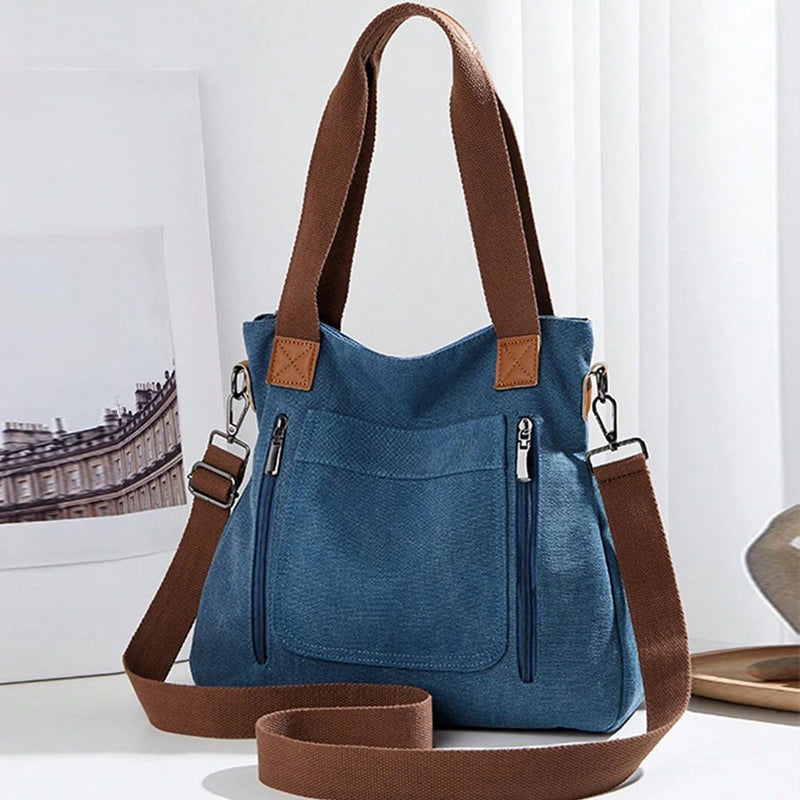 Canvas Schoudertas Dames | Ruim | Rits | Verstelbare Band-Boutique Moda