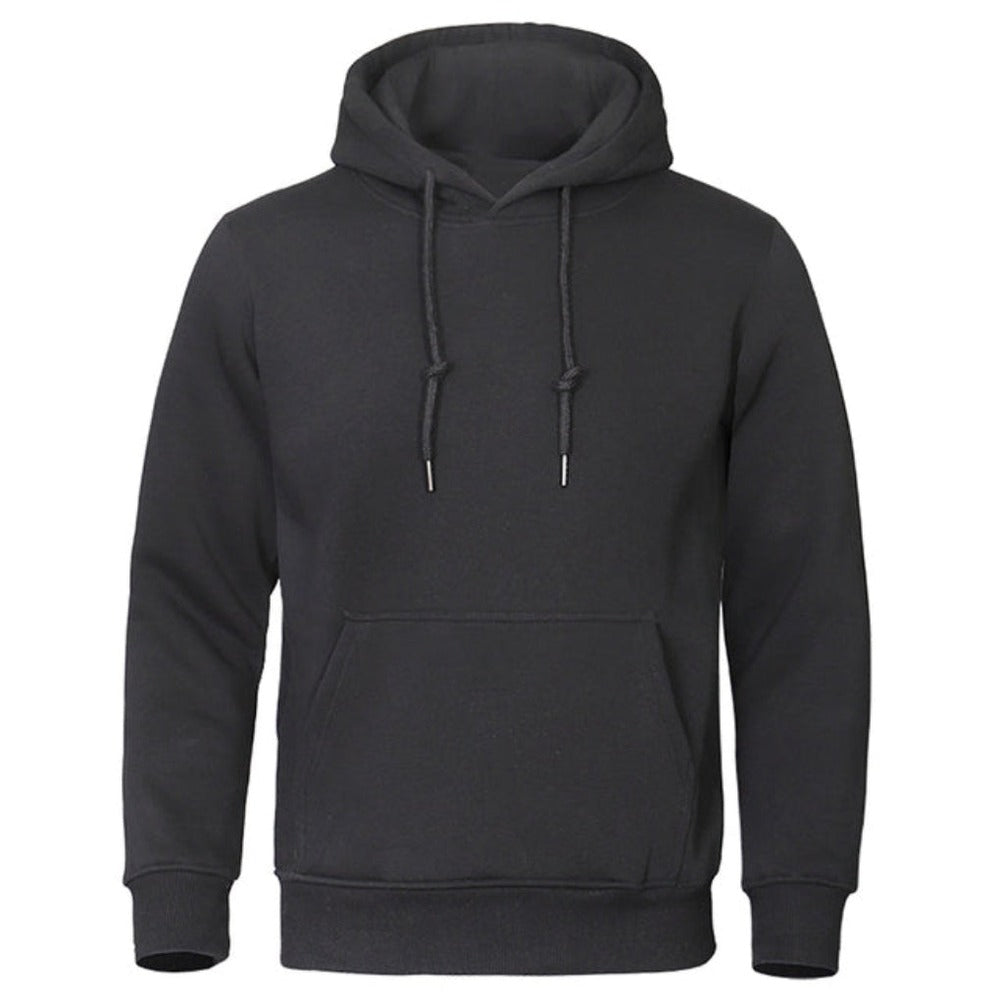 Basic hoodie voor heren in zwart, voorkant
