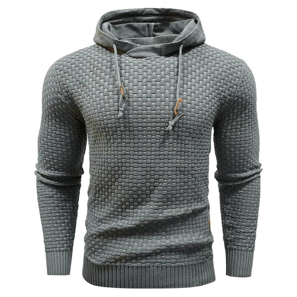 Heren hoodie met structuurbrei in grijs, productfoto