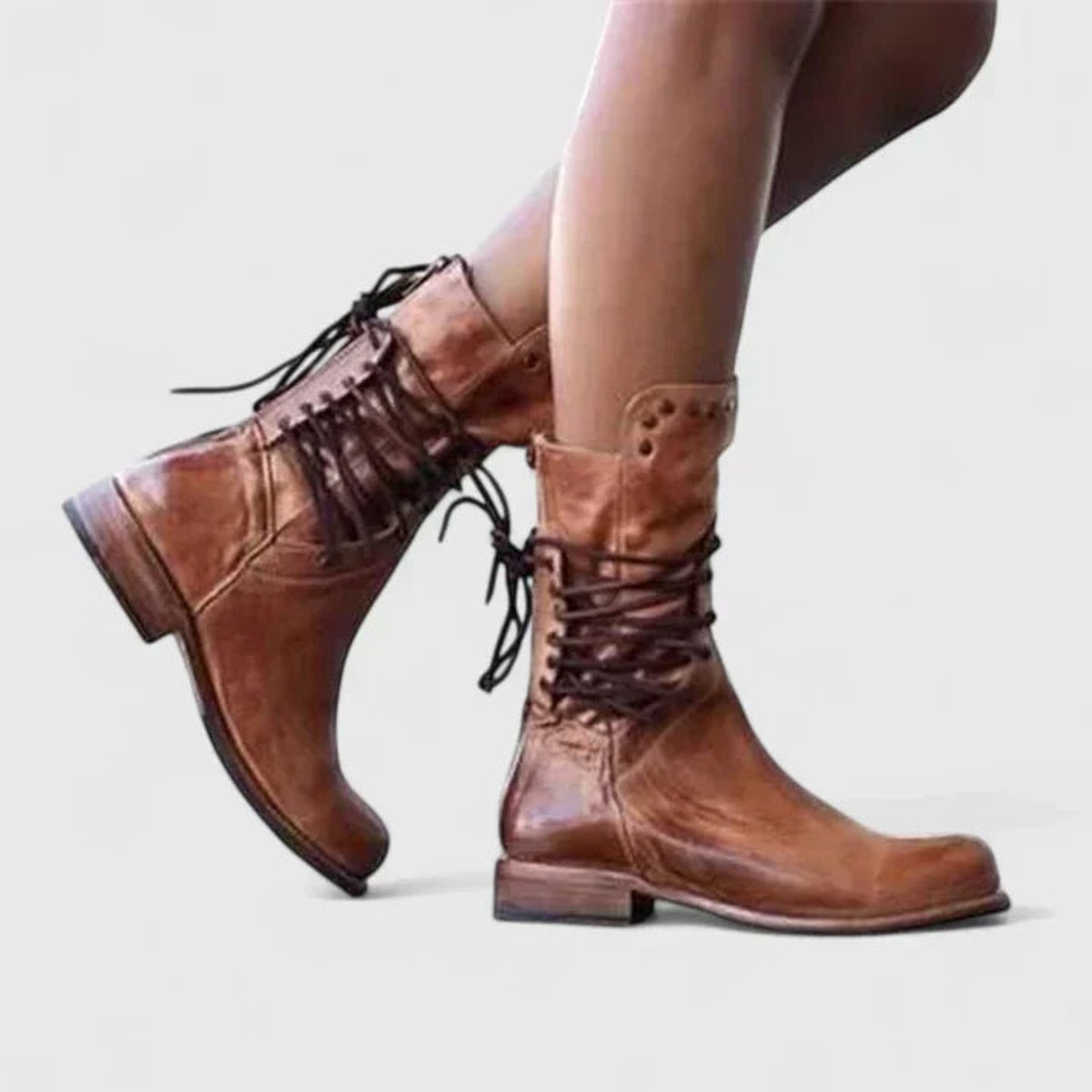 Veterlaarzen Dames | Halfhoog | Studs | Blokhak-Boutique Moda