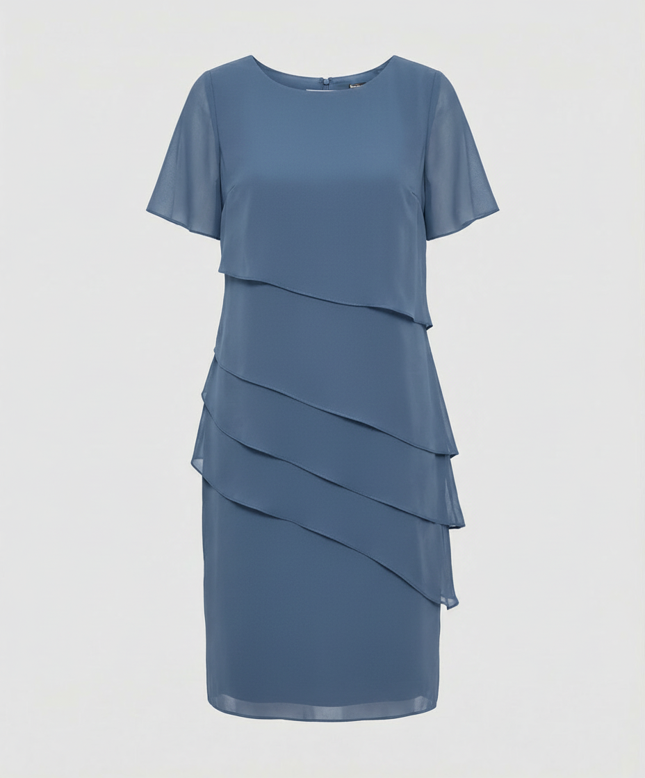 Gelaagde Jurk Dames | Korte Mouw | Elegant | Vier Kleuren-Boutique Moda