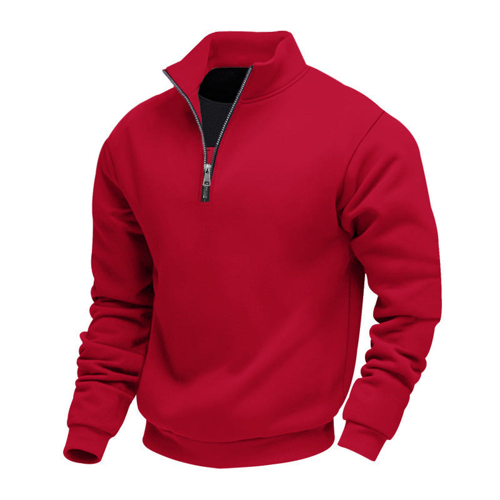 Rode gevoerde trui met metalen rits, productfoto | Boutique Moda