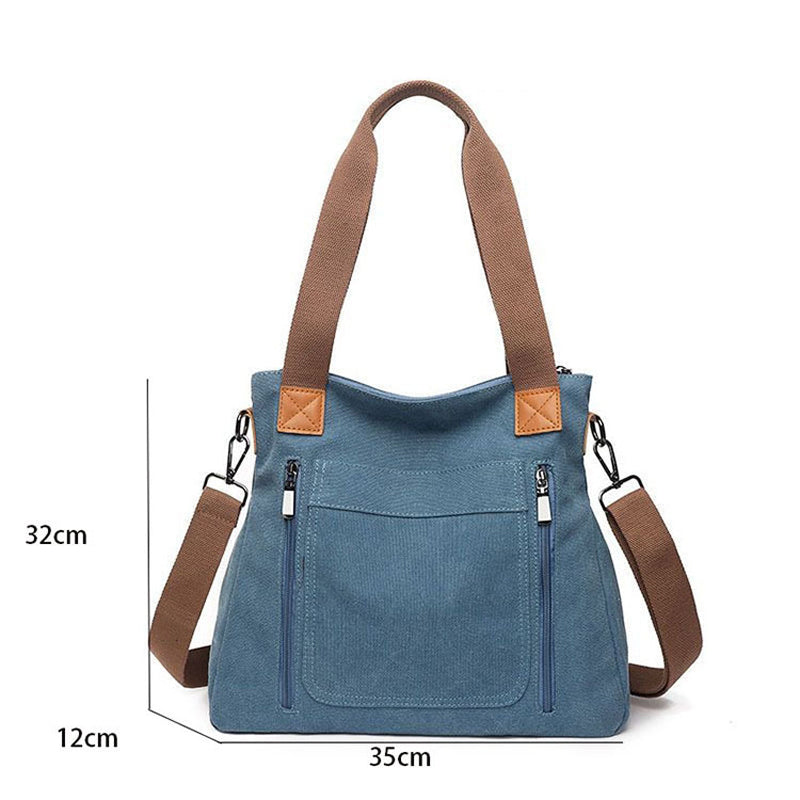 Canvas Schoudertas Dames | Ruim | Rits | Verstelbare Band-Boutique Moda