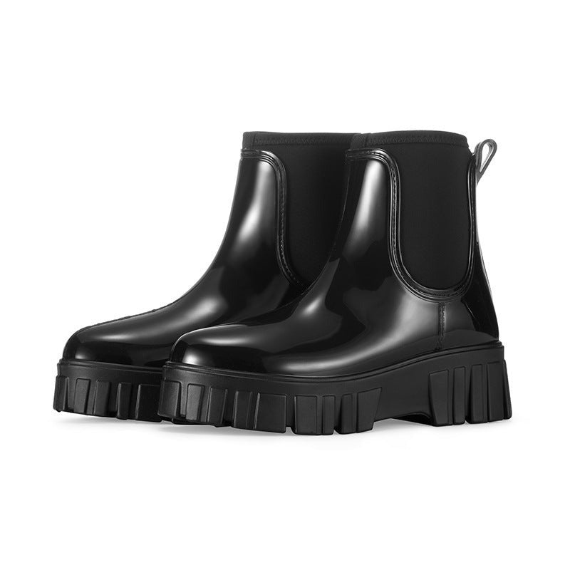Glanzende Chelsea-regenlaarsjes in zwart, productfoto