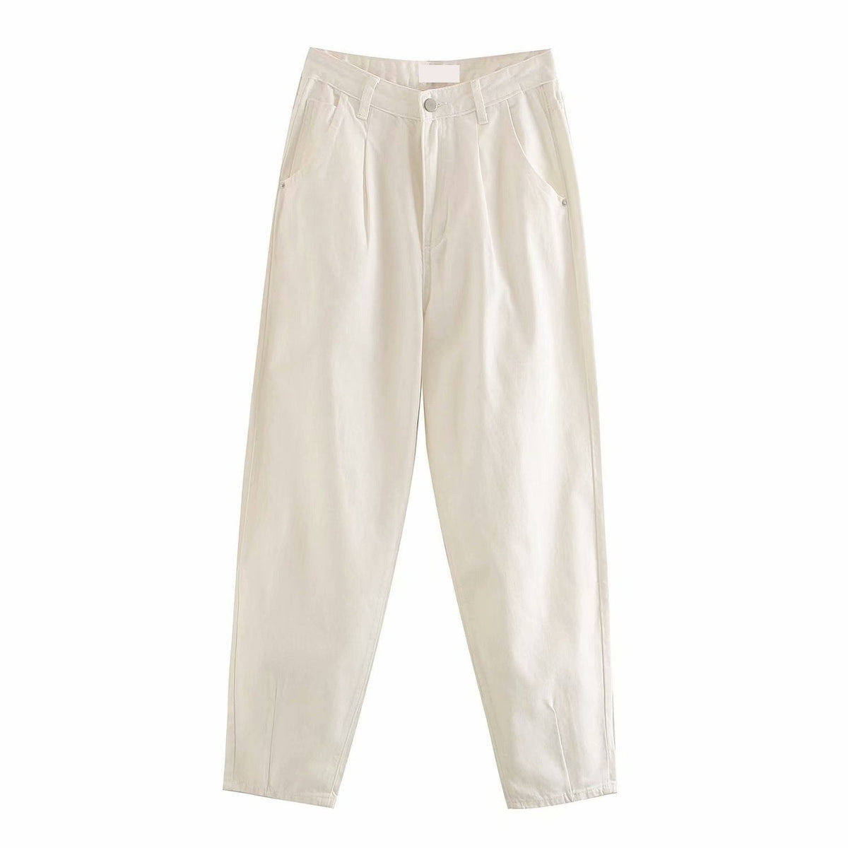 Gebroken witte barrel jeans, voorkant