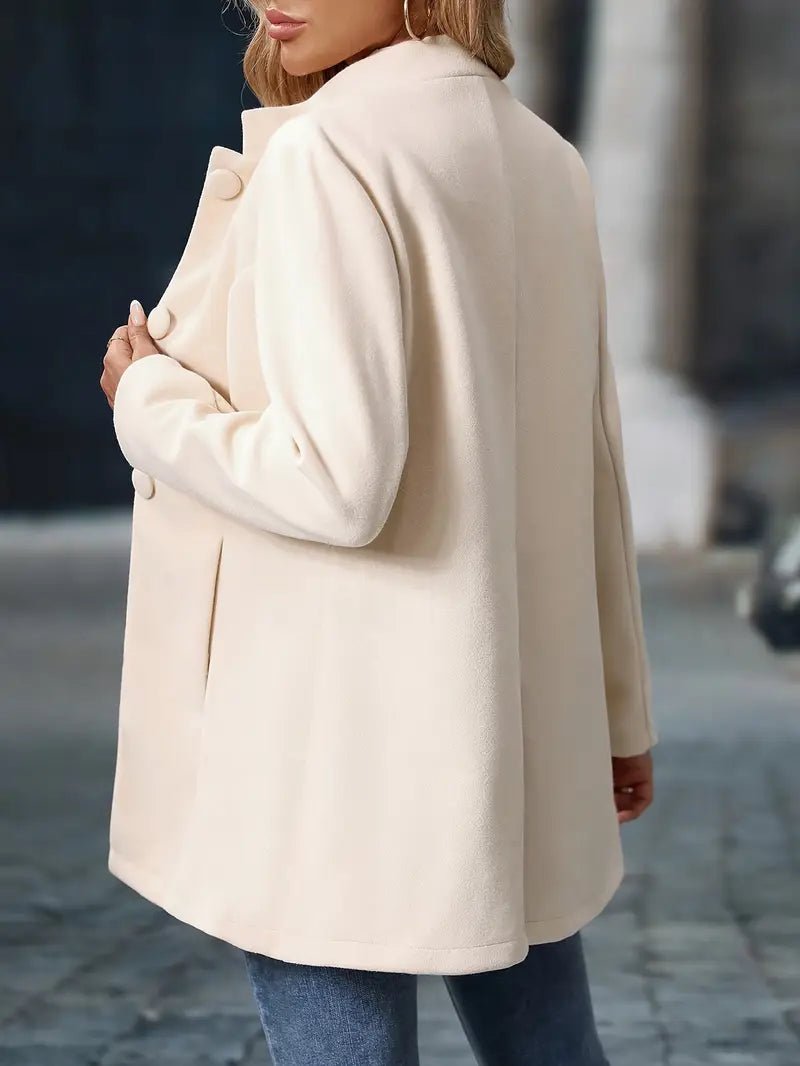 Mantel Dames | Opstaande Kraag | Knoopsluiting | Middellang-Boutique Moda