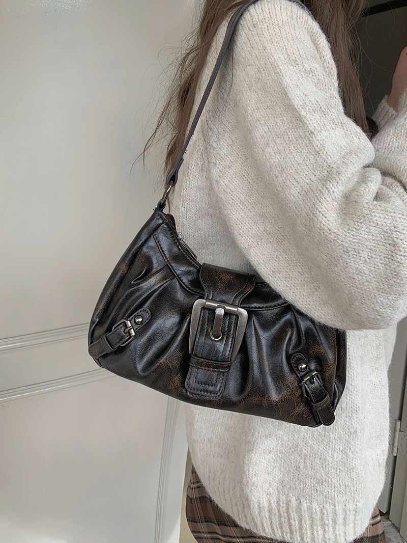 Kleine Handtas Dames | Vintage Look | Kunstleer | Gesp-Boutique Moda
