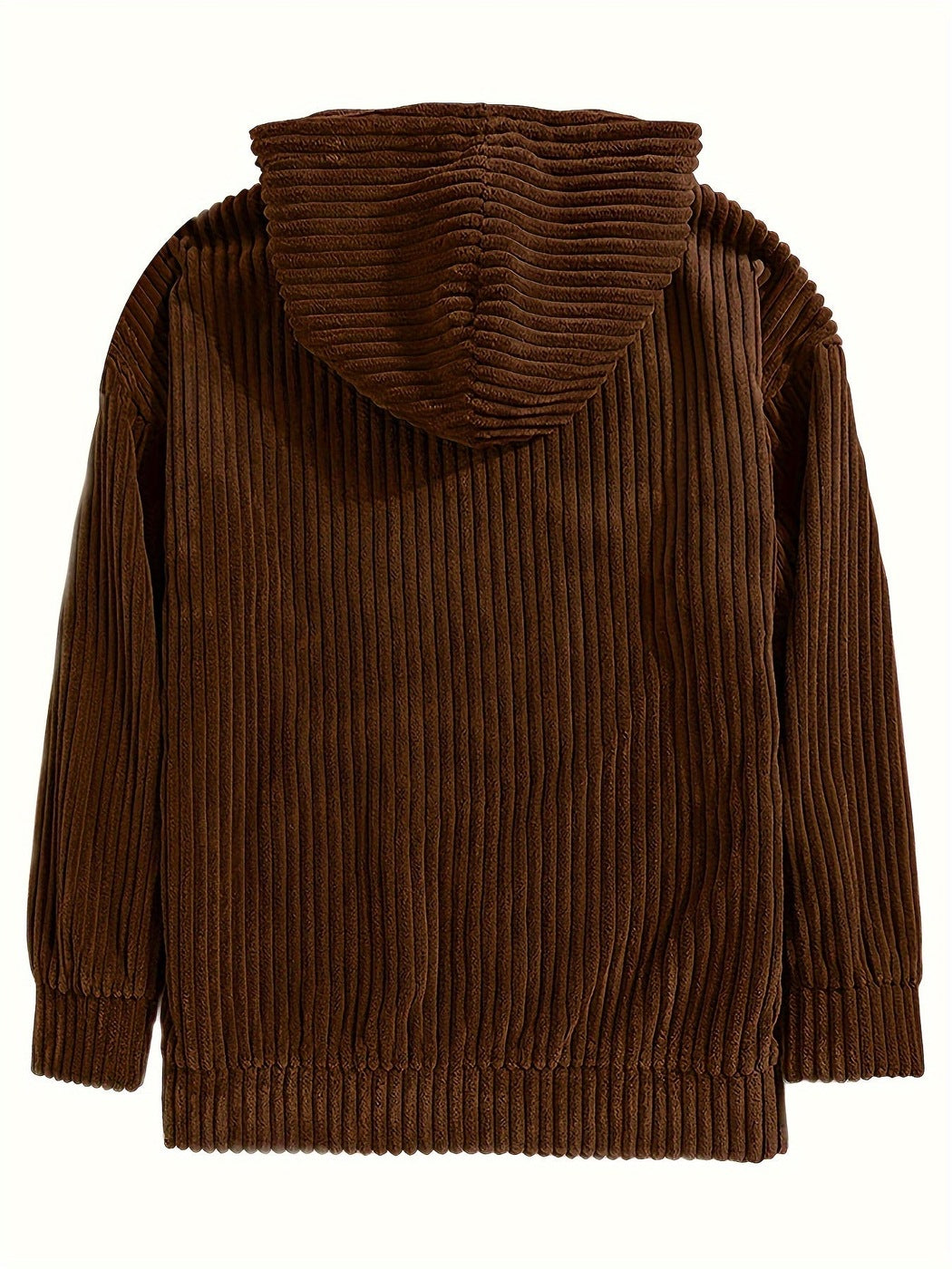 Ribcord hoodie voor heren in donkerbruin, achterkant