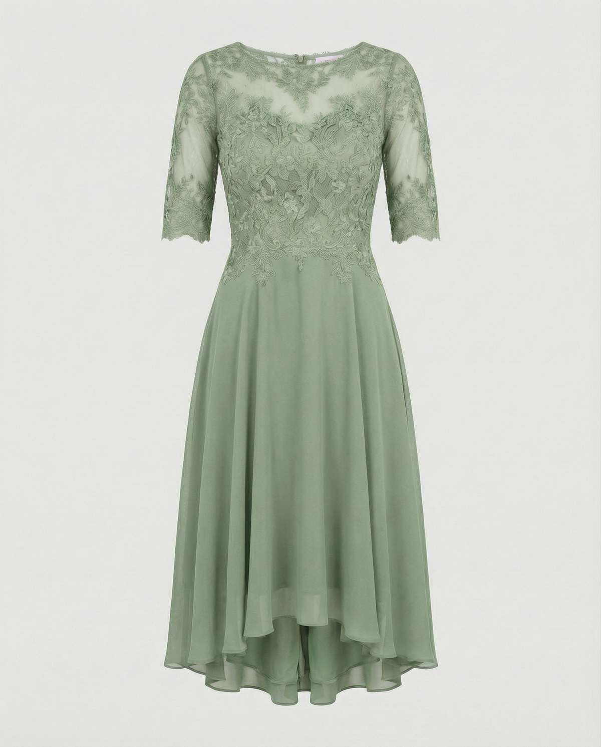 Bruiloftsjurk Dames | Kant | Halve Mouw | Asymmetrische Zoom-Boutique Moda
