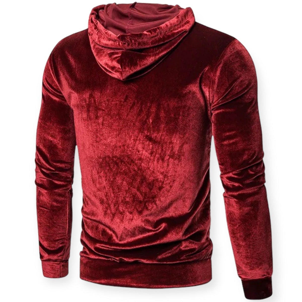Fluwelen hoodie voor heren in rood, achterkant