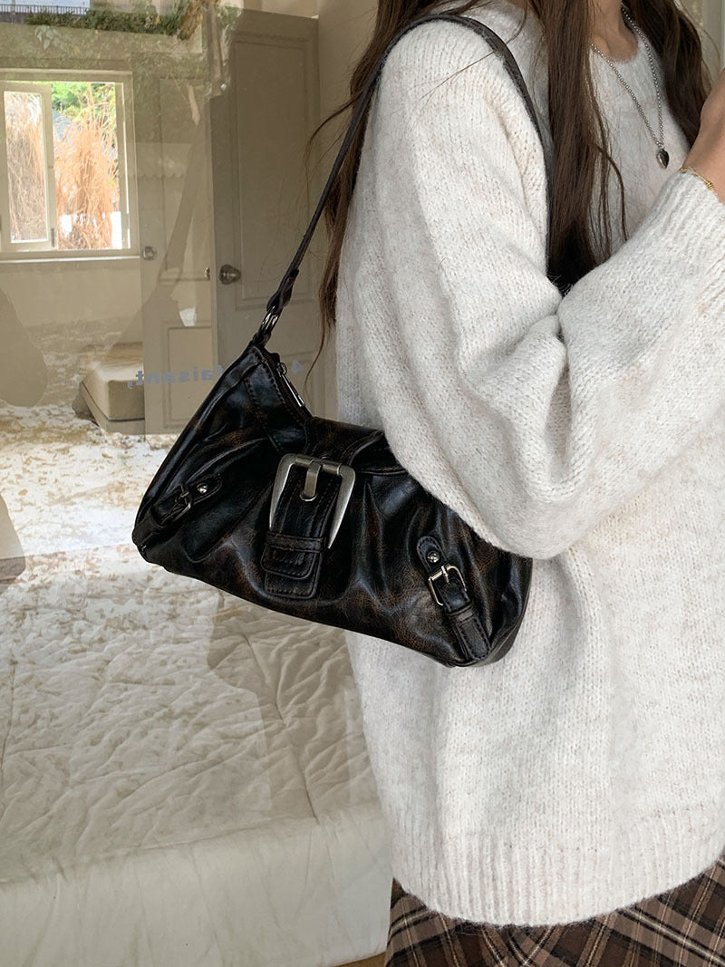 Kleine Handtas Dames | Vintage Look | Kunstleer | Gesp-Boutique Moda