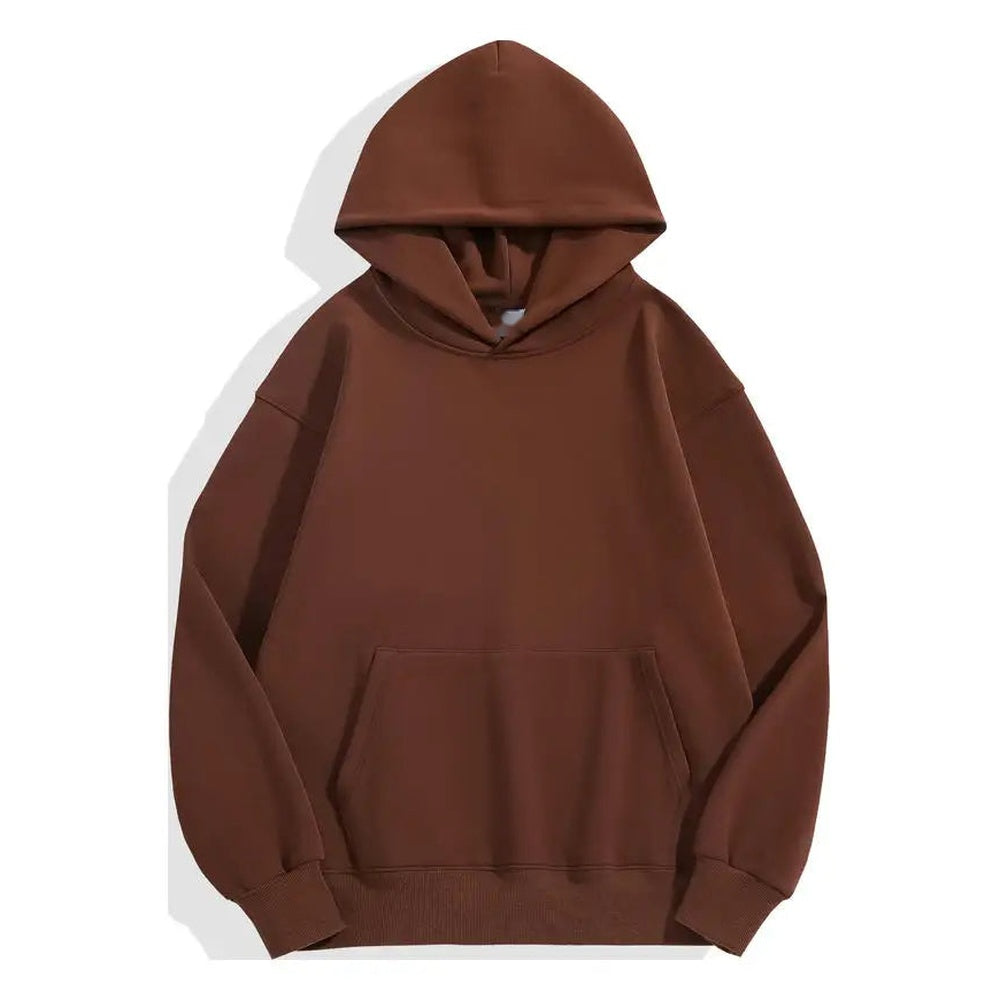 Dikke katoenen hoodie voor heren in bruin, voorkant