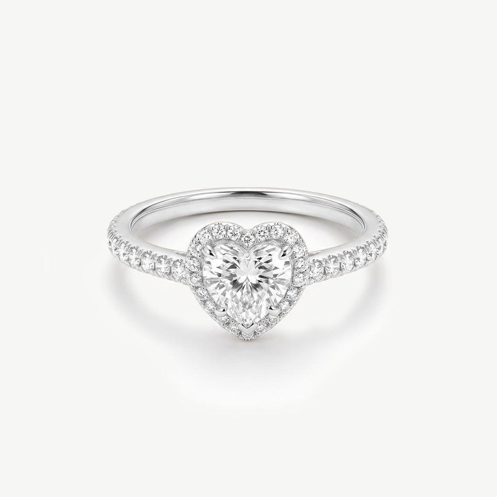 Zilveren hartjesring met zirkonia halo