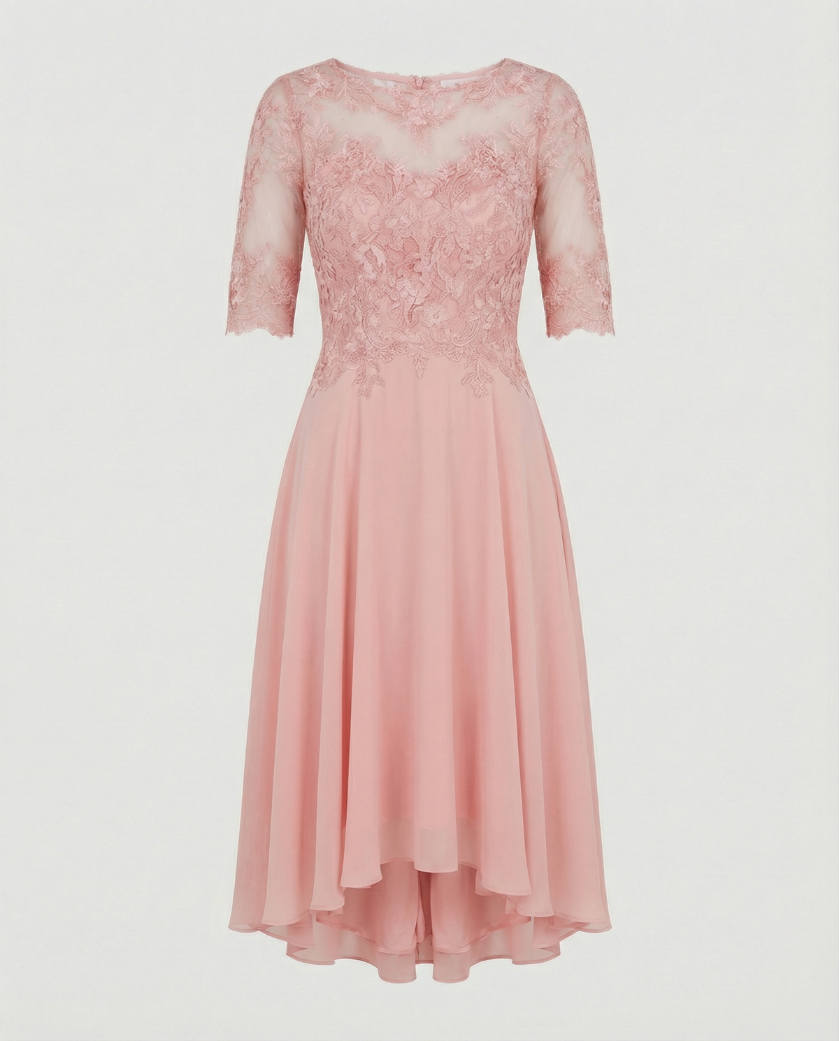 Bruiloftsjurk Dames | Kant | Halve Mouw | Asymmetrische Zoom-Boutique Moda