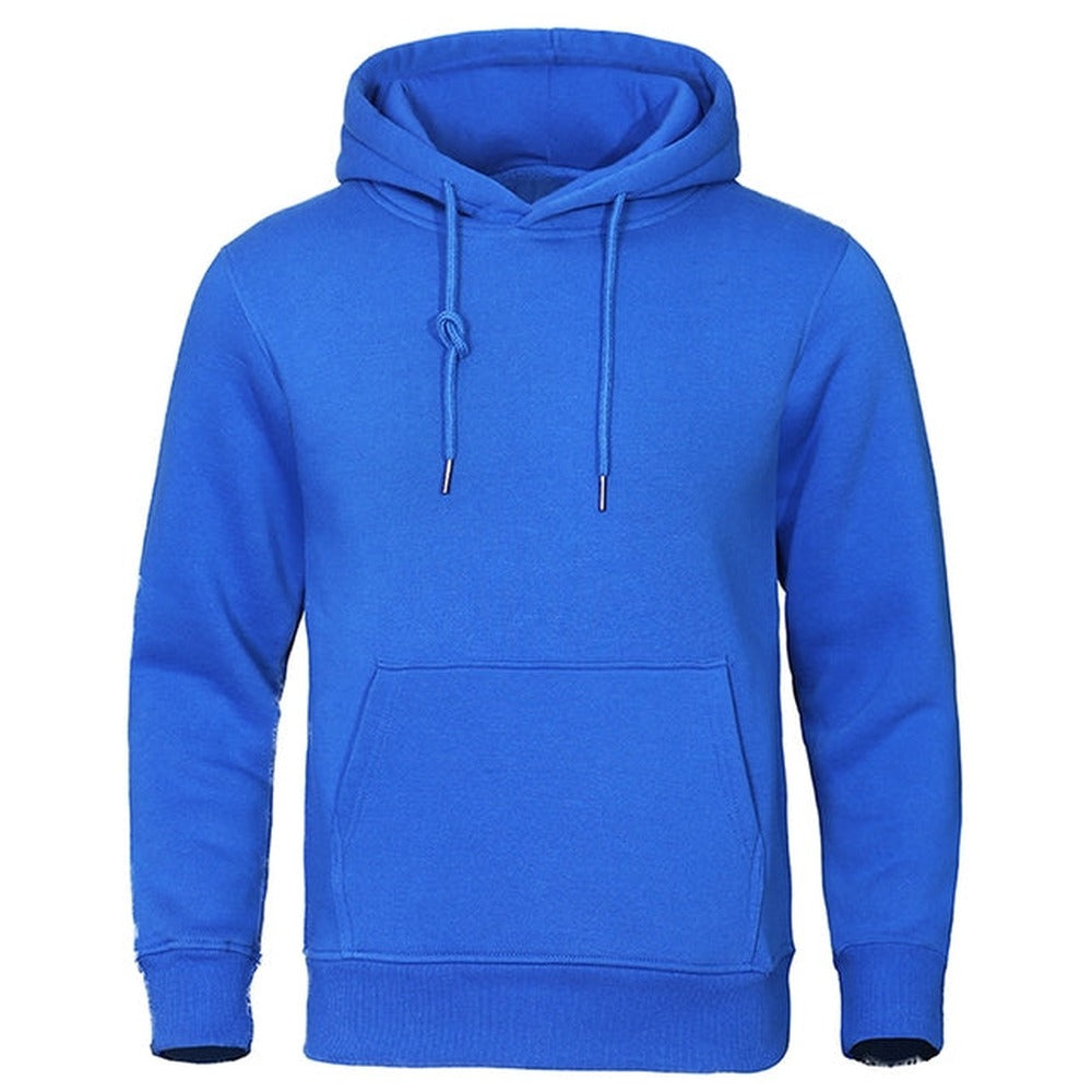 Basic hoodie voor heren in blauw, voorkant