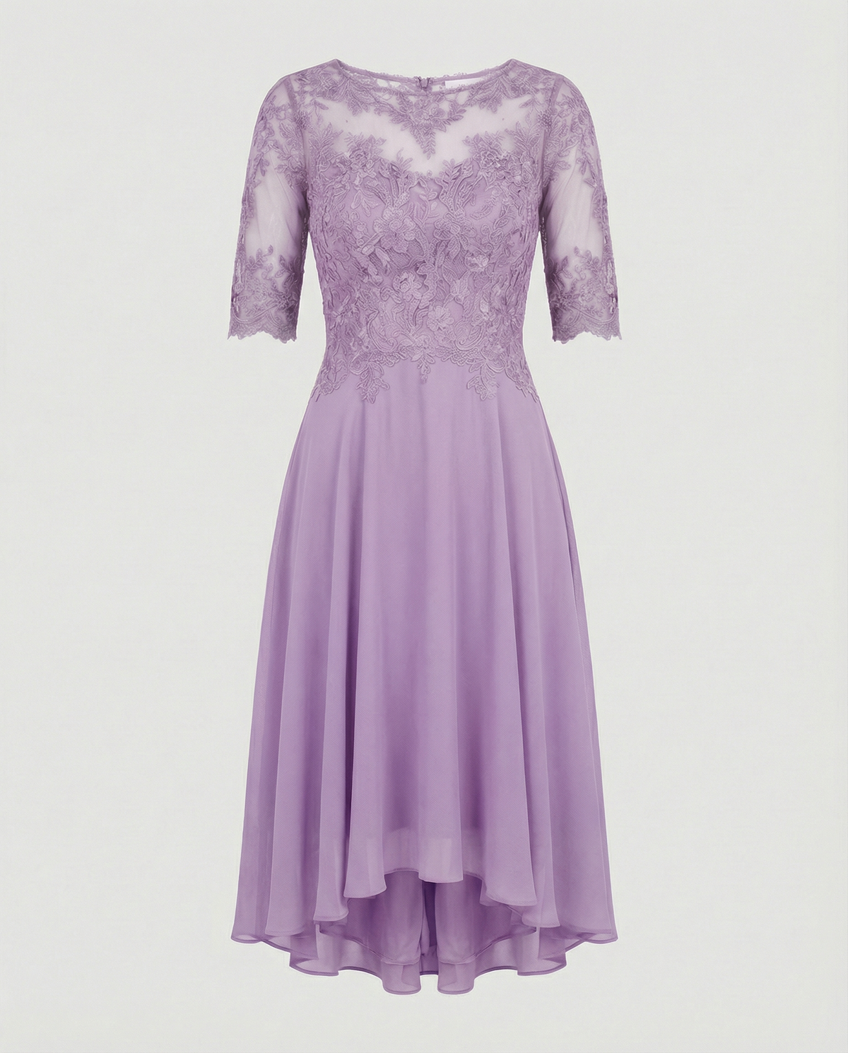 Bruiloftsjurk Dames | Kant | Halve Mouw | Asymmetrische Zoom-Boutique Moda