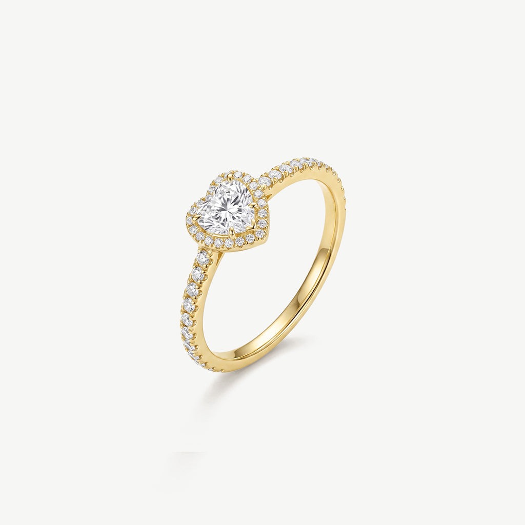 Gouden hartjesring met zirkonia
