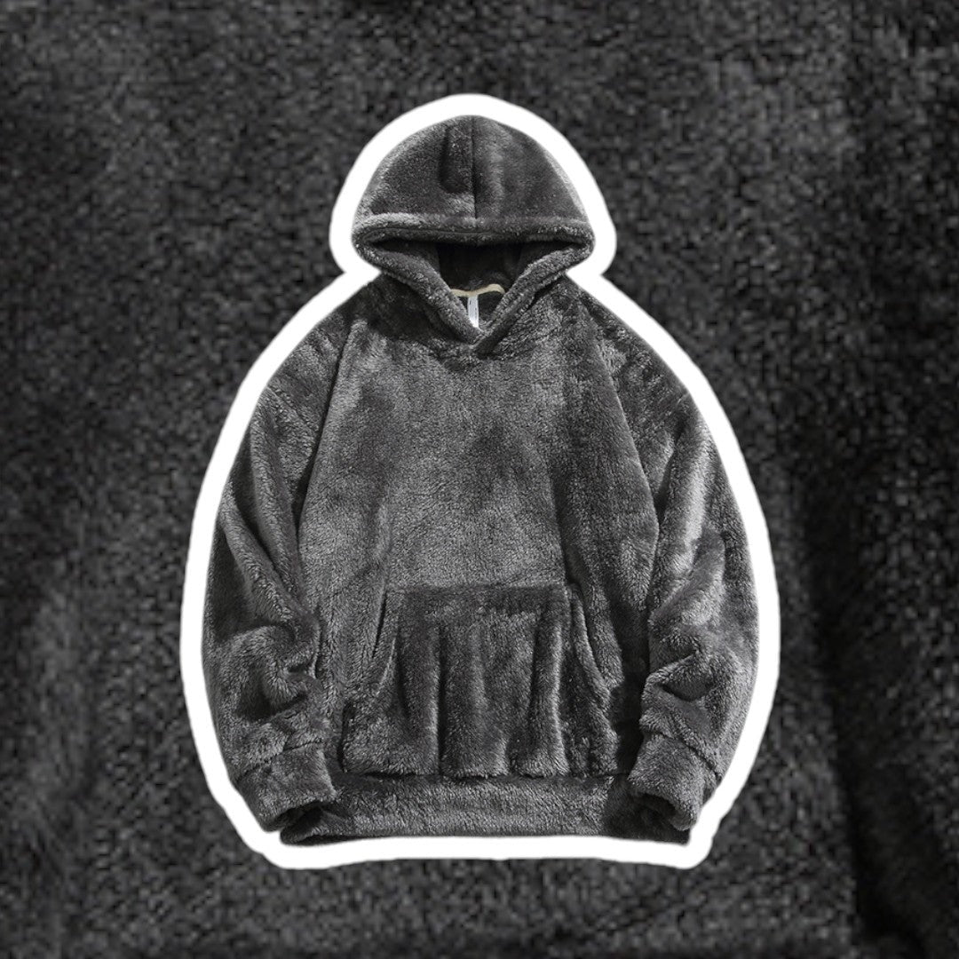 Teddy hoodie voor heren in donkergrijs, voorkant
