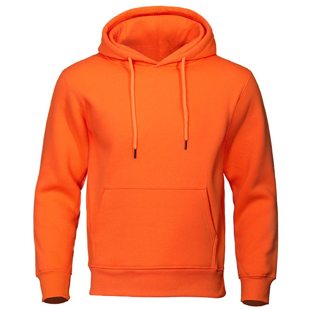 Basic hoodie voor heren in oranje, voorkant