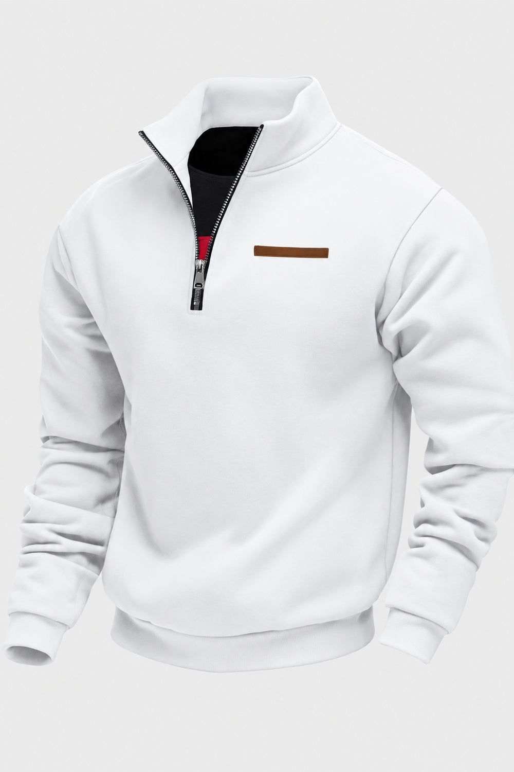 Witte sweater met opstaande kraag en geribde boorden, productfoto | Boutique Moda