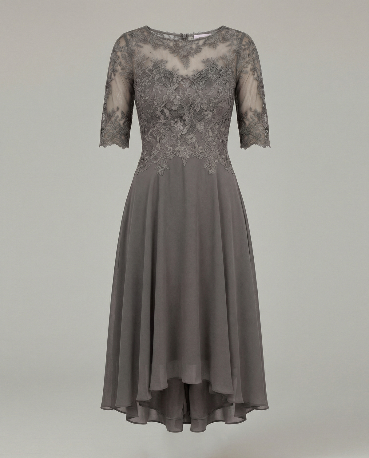 Bruiloftsjurk Dames | Kant | Halve Mouw | Asymmetrische Zoom-Boutique Moda