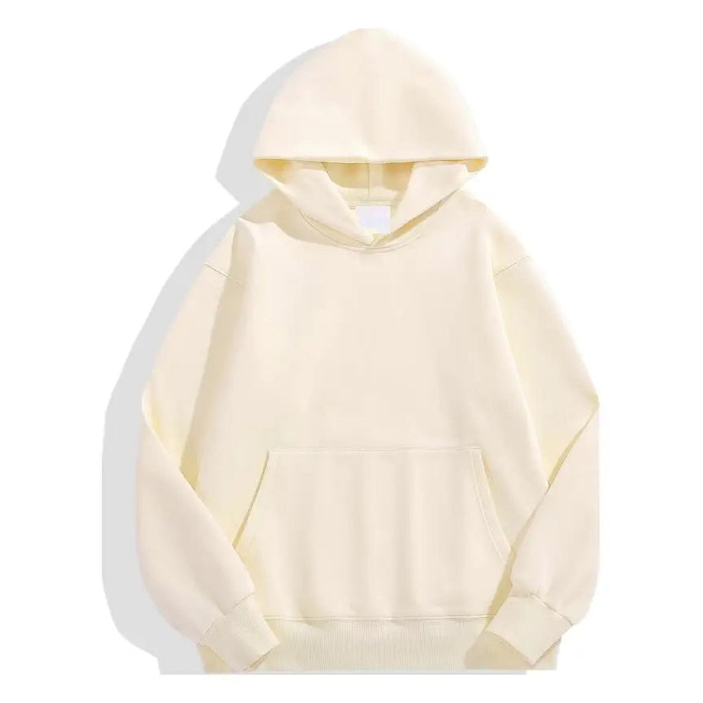 Dikke katoenen hoodie voor heren in crème, voorkant