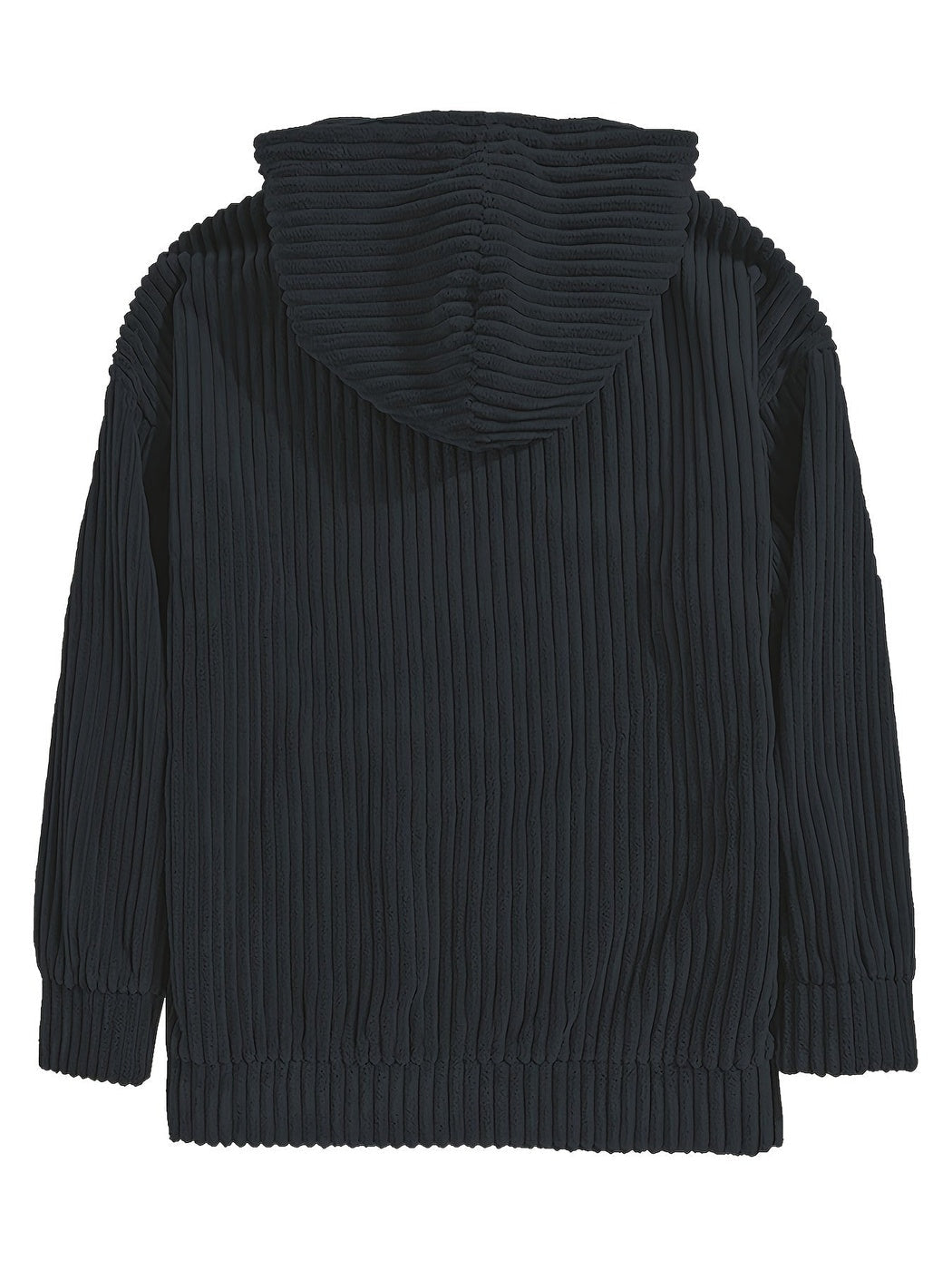 Ribcord hoodie voor heren in marineblauw, achterkant