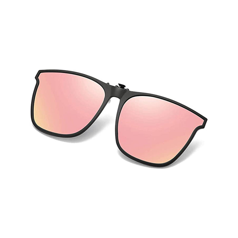 Zwarte opklapbare zonnebril met roze spiegelende glazen, vrijstaand getoond | Boutique Moda