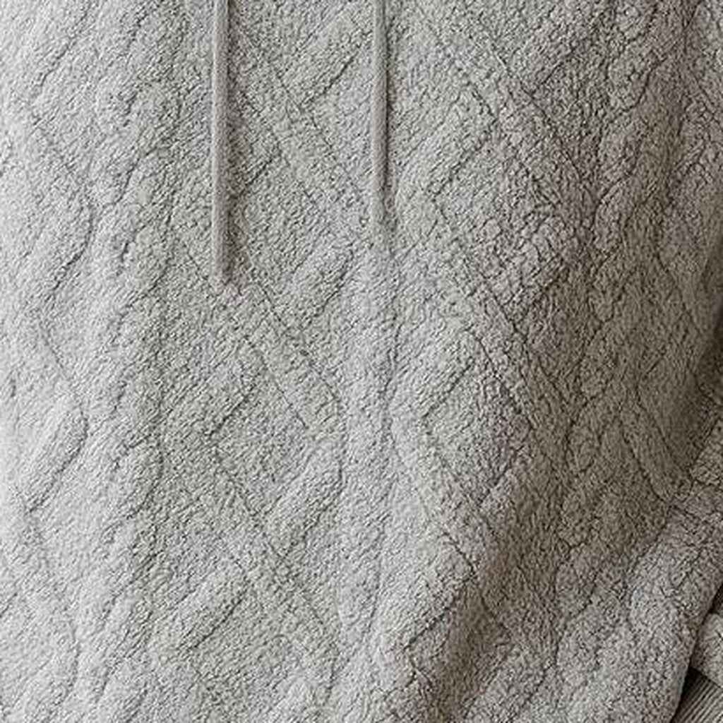Teddyhoodie met ruitpatroon voor heren in grijs, close-up van de stofstructuur