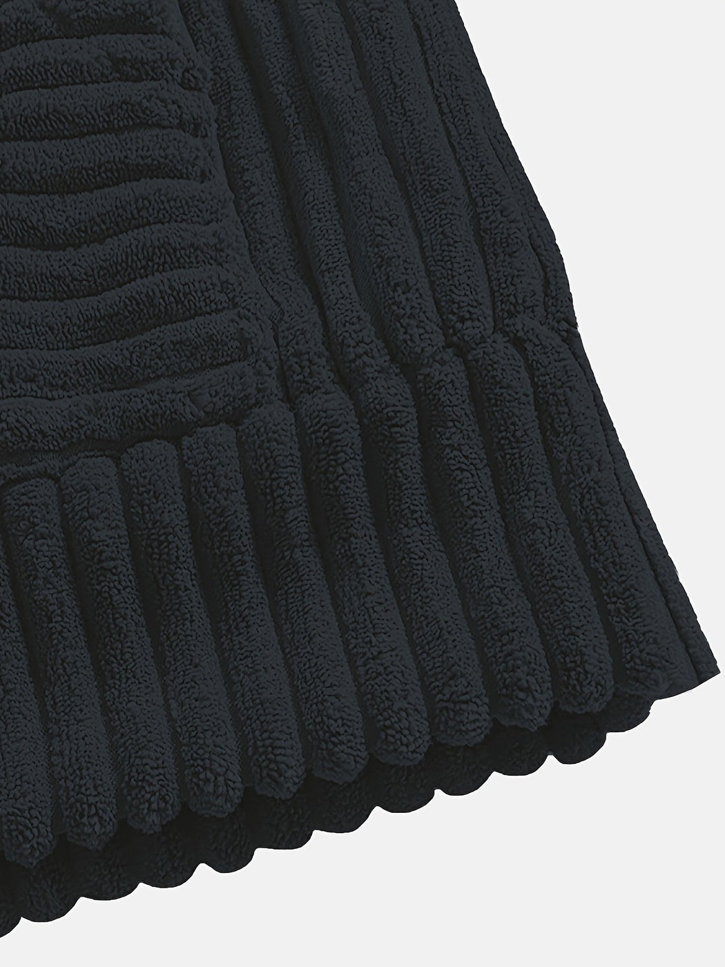 Ribcord hoodie voor heren in marineblauw, close-up van de geribde zoom