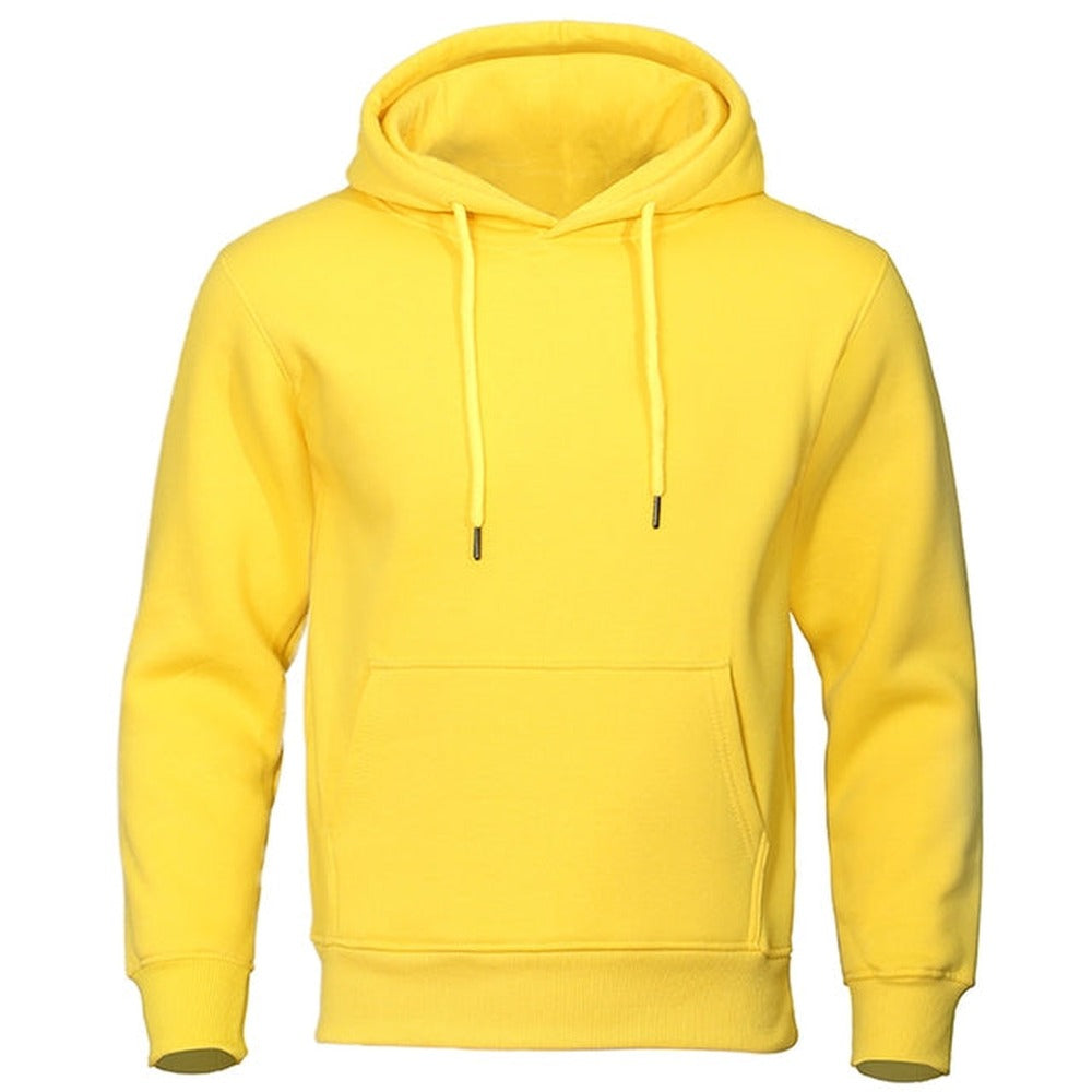 Basic hoodie voor heren in geel, voorkant