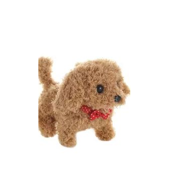 Bruine pluche speelgoedhond met rode stippen strik, losstaand product | Boutique Moda