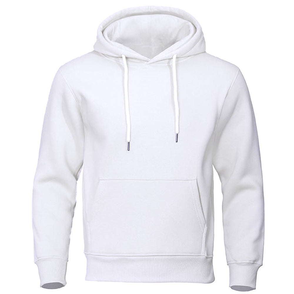 Basic hoodie voor heren in wit, voorkant