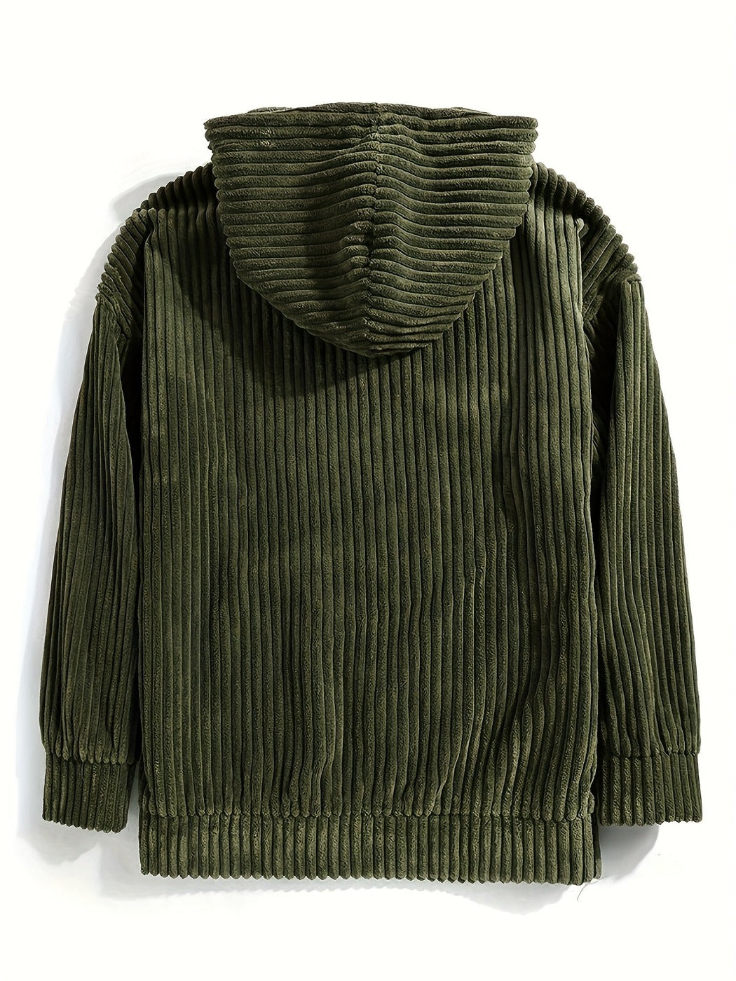 Ribcord hoodie voor heren in olijfgroen, achterkant