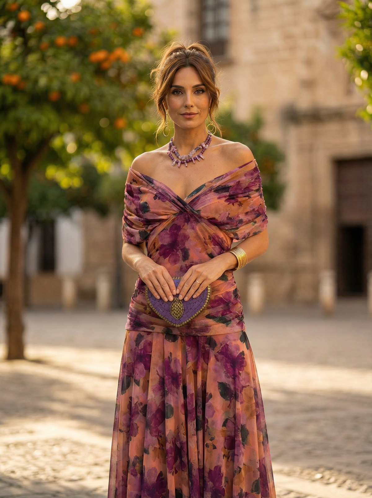 Maxi Jurk Dames | Bloemenprint | Off Shoulder | Gedrapeerde Taille-Boutique Moda