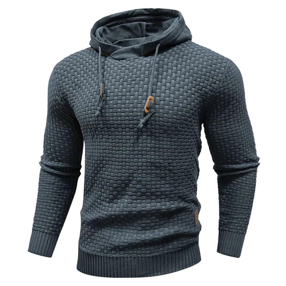 Heren hoodie met structuurbrei in donkergrijs, productfoto