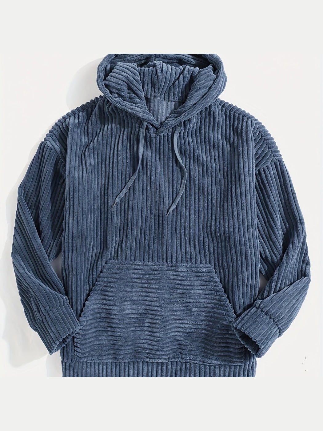 Ribcord hoodie voor heren in blauw, voorkant