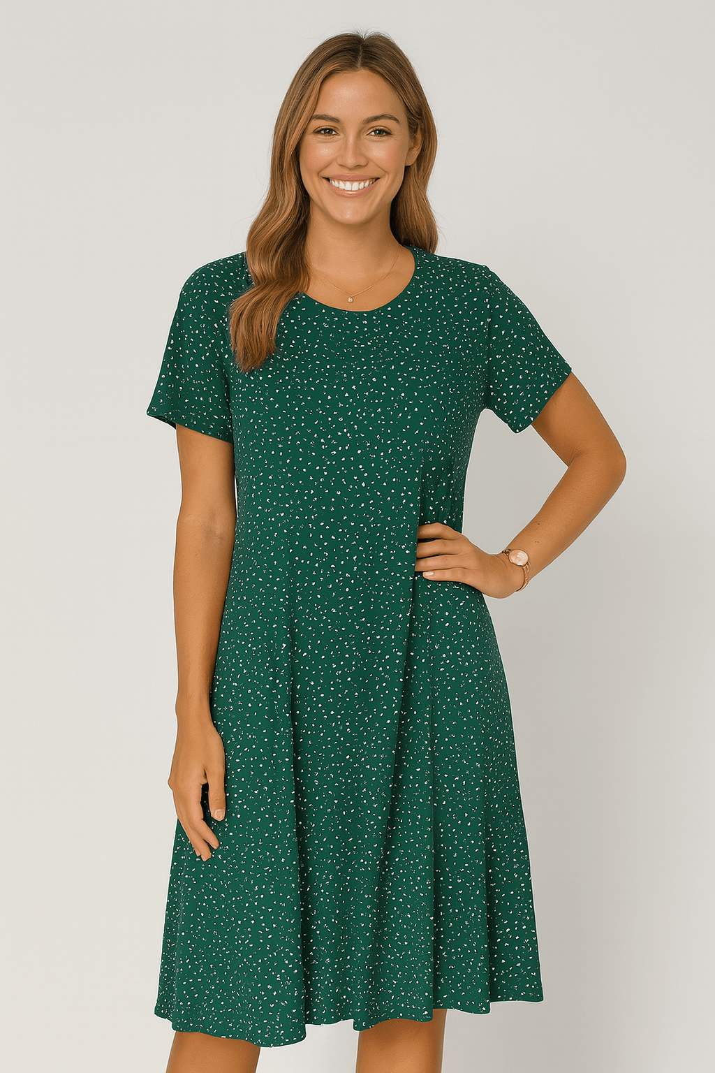 A-lijn jurk - Casual jurk met korte mouwen tot op de knie-Boutique Moda