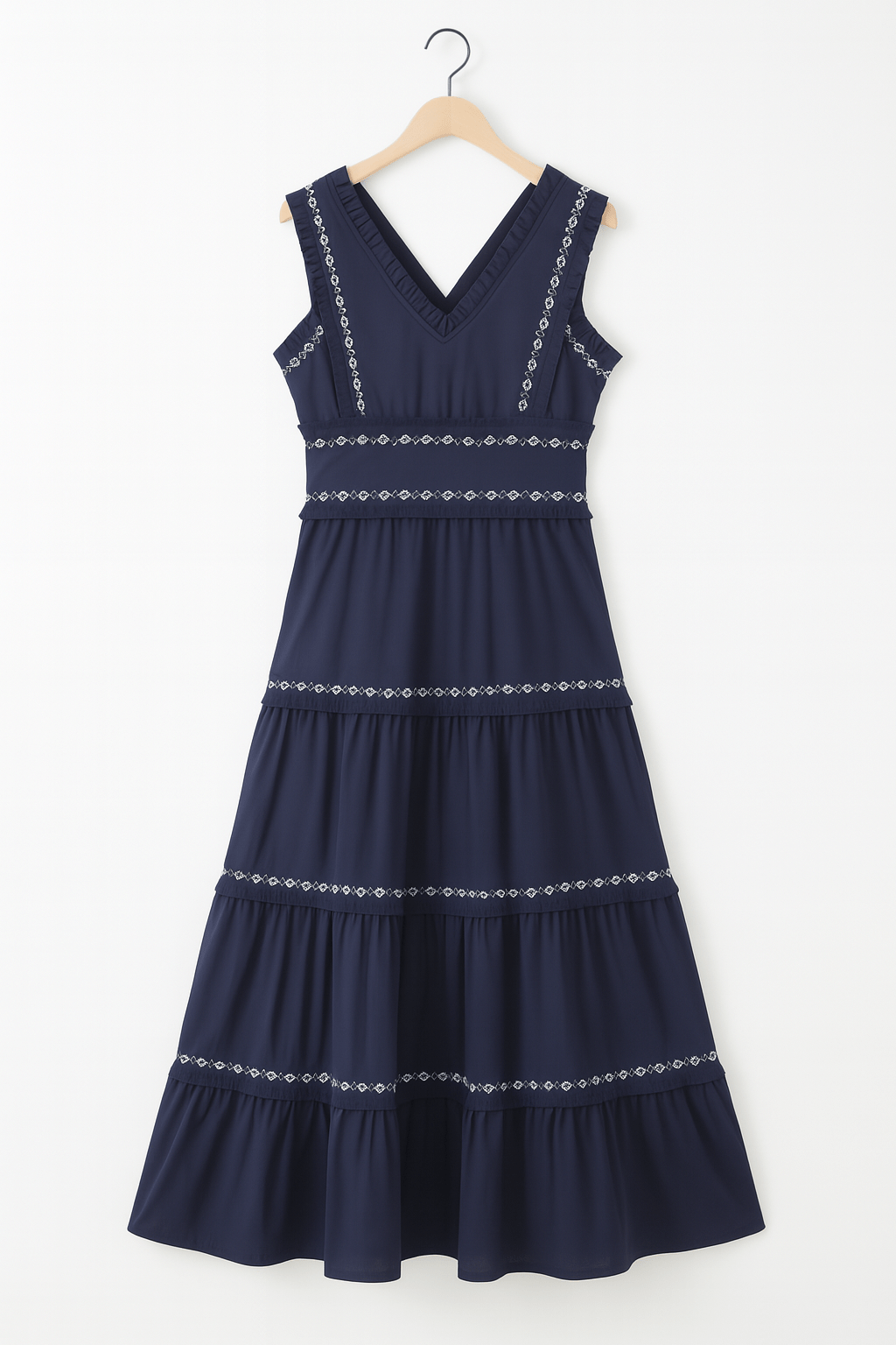 A-lijn jurk - Dames mouwloze marineblauwe midi-jurk-Boutique Moda