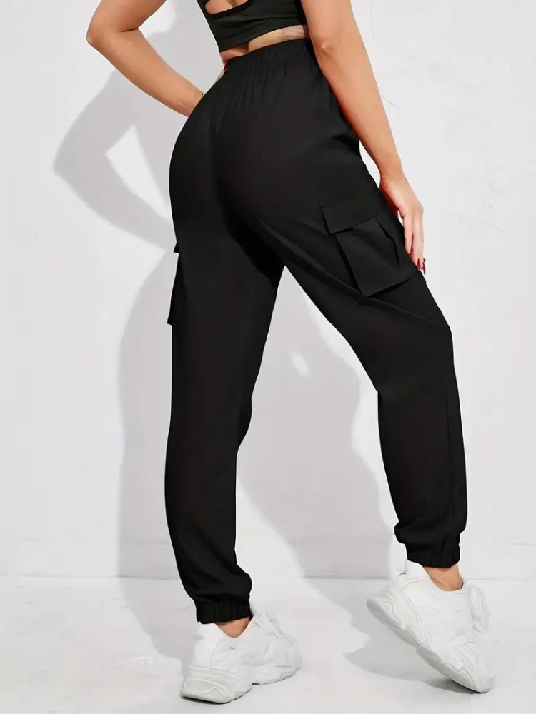 Adaline Joggers | Broek met hoge Cargo Broek-Boutique Moda