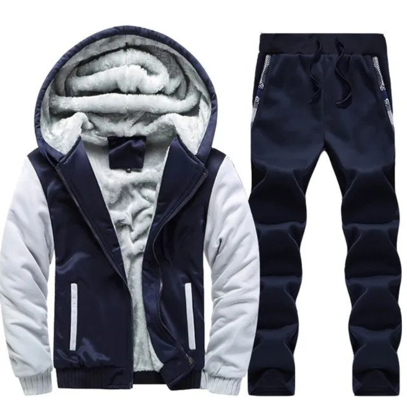 Alan Trainingspak Set | Warme fleece gevoerde heren trainingspak met hoodie-Boutique Moda