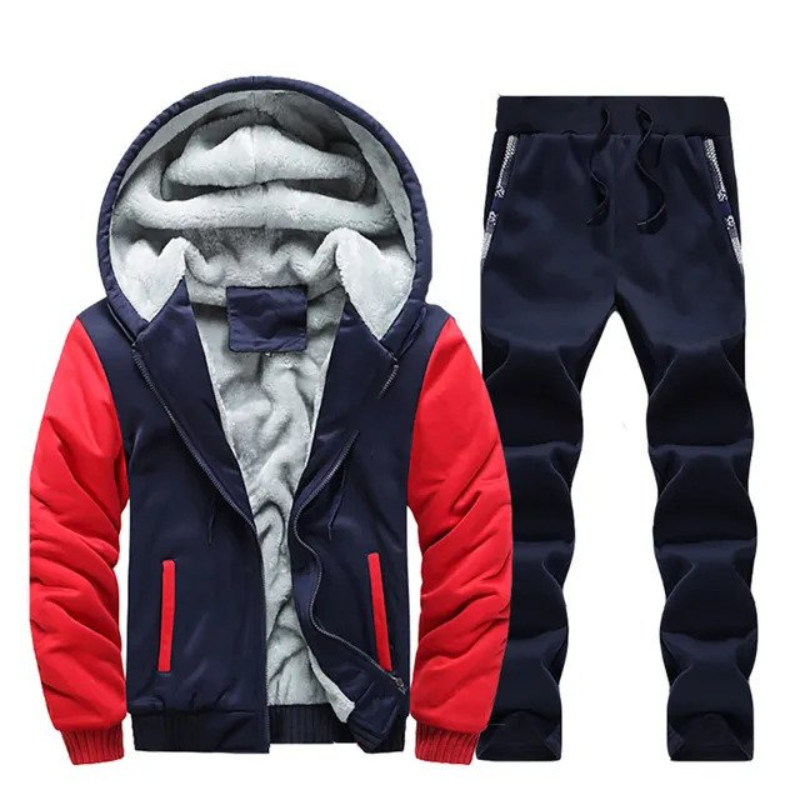 Alan Trainingspak Set | Warme fleece gevoerde heren trainingspak met hoodie-Boutique Moda